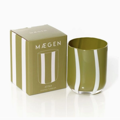 Atina Glassware by Maegen - Olive & White